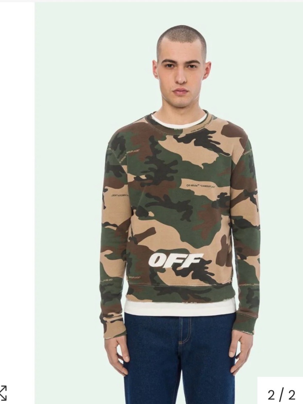 Off-White Men’s Camo Crewneck Sweater - Green, Brown, Tan